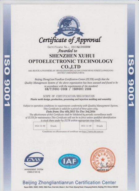 CHINA XUHUI TECHNOLOGY CO.,LIMITED Certificações